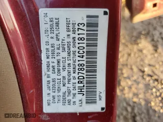 2004 Honda CR-V EX with VIN JHLRD78814C018173, listed as a Copart auction lot 49702895 with 148,893 mi miles and Salvage Title. Bid and sale history available at carsss.com. Image 14.