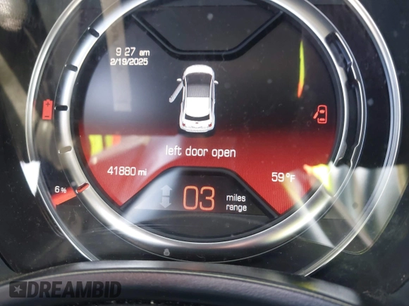 2017 FIAT 500e with VIN 3C3CFFGE9HT600549, listed as a IAAI auction lot 41616359 with 41,880 mi miles. Bid and sale history available at carsss.com. Image 7.