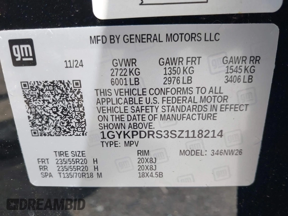 2025 Cadillac XT6 AWD Premium Luxury with VIN 1GYKPDRS3SZ118214, listed as a IAAI auction lot 42100315 with 12,795 mi miles and . Bid and sale history available at DreamBid. Image 9.