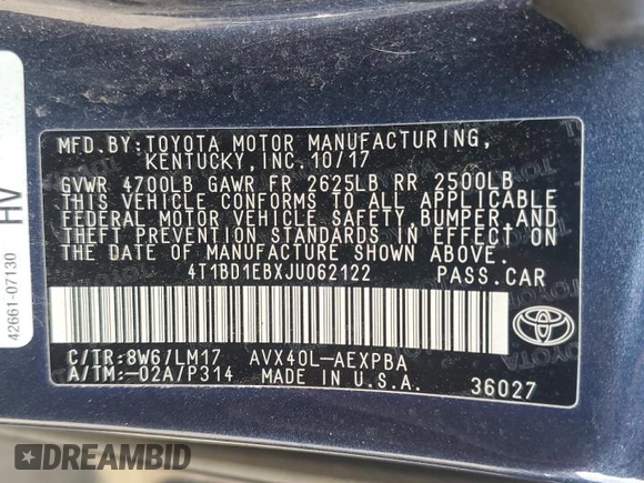 2018 Toyota Avalon Hybrid XLE Plus z VIN 4T1BD1EBXJU062122, wystawiony jako Copart lot #54020165 z przebiegiem 92 203 mil mil oraz Szkoda całkowita • Salvage title. Historia ofert i sprzedaży dostępna na DreamBid. Obrazek 13.