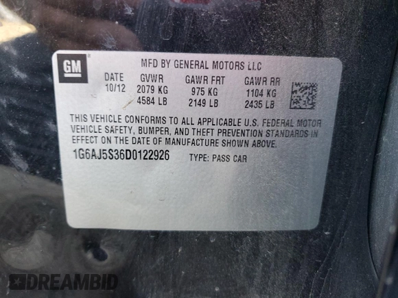 2013 Cadillac ATS Performance z VIN 1G6AJ5S36D0122926, wystawiony jako Copart lot #78393634 z przebiegiem 162 061 mil mil oraz Szkody całkowita. Historia ofert i sprzedaży dostępna na DreamBid. Obrazek 14.