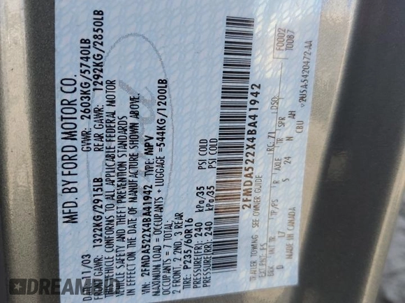 2004 Ford Freestar SEL z VIN 2FMDA522X4BA41942, wystawiony jako Copart lot #54007555 z przebiegiem 119 877 mil mil oraz Szkoda całkowita • Salvage title. Historia ofert i sprzedaży dostępna na DreamBid. Obrazek 13.