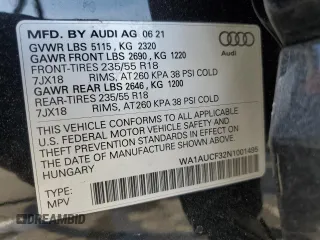 2022 Audi Q3 Premium with VIN WA1AUCF32N1001495, listed as a Copart auction lot 83381104 with 24,682 mi miles and Salvage Title. Bid and sale history available at carsss.com. Image 13.
