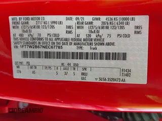2022 Ford F-250 XL с VIN 1FT7W2B67NEC67785, выставлен на аукционе IAAI как лот 42302140 с пробегом 18 546 миль миль и . История ставок и продаж доступна на DreamBid. Изображение 9.