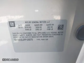 2015 Chevrolet Malibu LS with VIN 1G11A5SL2FF120273, listed as a IAAI auction lot 41736824 with 190,187 mi miles. Bid and sale history available at carsss.com. Image 9.