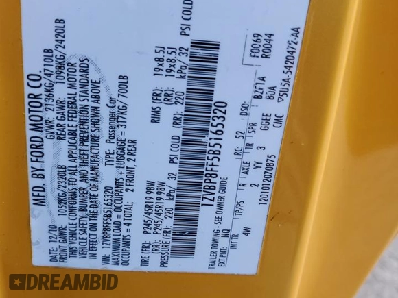 2011 Ford Mustang GT with VIN 1ZVBP8FF5B5165320, listed as a Copart auction lot 80783404 with 91,238 mi miles and Salvage Title. Bid and sale history available at DreamBid. Image 12.