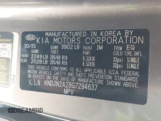 2016 Kia Soul with VIN KNDJN2A28G7294637, listed as a IAAI auction lot 41843806 with 156,179 mi miles. Bid and sale history available at carsss.com. Image 9.