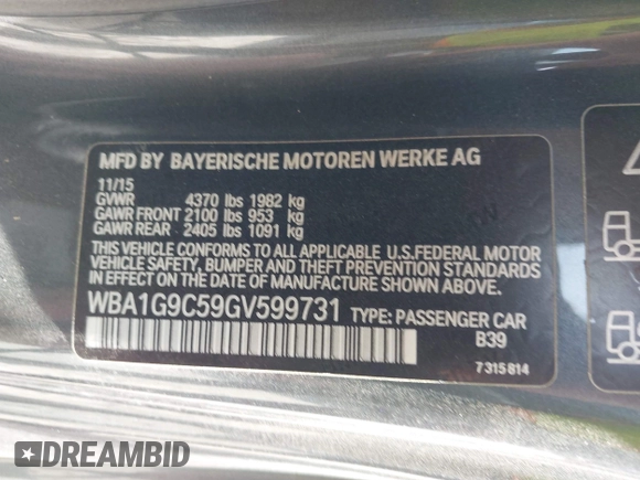 2016 BMW 2 Series 228i xDrive with VIN WBA1G9C59GV599731, listed as a IAAI auction lot 42074240 with 70,872 mi miles and . Bid and sale history available at DreamBid. Image 9.
