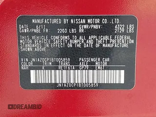 2011 Nissan LEAF SL-e with VIN JN1AZ0CP1BT005859, listed as a IAAI auction lot 41666341 with 71,745 mi miles. Bid and sale history available at carsss.com. Image 9.