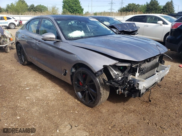 2023 Genesis G70 3.3T with VIN KMTG54TE7PU128609, listed as a Copart auction lot 53644364 with 5,843 mi miles and Salvage Title. Bid and sale history available at carsss.com. Image 4.