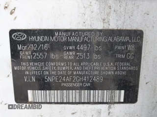 2016 Hyundai Sonata 2.4L with VIN 5NPE24AF2GH412489, listed as a IAAI auction lot 42021061 with 209,465 mi miles and . Bid and sale history available at DreamBid. Image 9.