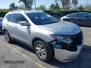 2015 Nissan Rogue SV with VIN KNMAT2MT1FP502320, listed as a IAAI auction lot 42095565 with 93,422 mi miles and . Bid and sale history available at carsss.com. Image 1.