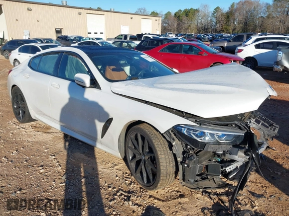 2021 BMW 8 Series 840i with VIN WBAGV2C0XMCE91866, listed as a IAAI auction lot 41688628 with 1 mi miles. Bid and sale history available at carsss.com. Image 1.