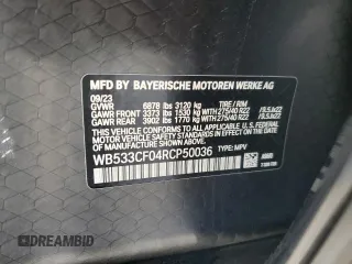 2024 BMW iX M60 with VIN WB533CF04RCP50036, listed as a Copart auction lot 47402505 with 9,345 mi miles and Salvage Title. Bid and sale history available at carsss.com. Image 14.