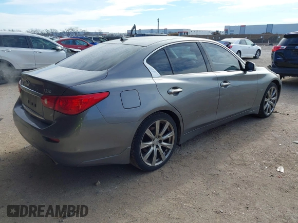 2014 Infiniti Q50 Premium with VIN JN1BV7AR1EM701665, listed as a IAAI auction lot 41276373 with 113,820 mi miles. Bid and sale history available at carsss.com. Image 4.
