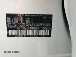2022 Subaru Legacy Touring XT with VIN 4S3BWGP69N3019937, listed as a Copart auction lot 57463395 with Not provided miles and Salvage title. Bid and sale history available at DreamBid. Image 12.