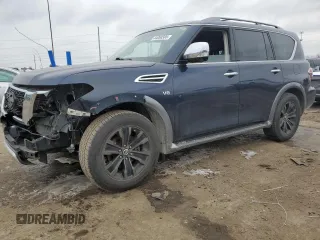 2018 Nissan Armada Platinum with VIN JN8AY2NE8J9730401, listed as a Copart auction lot 44050385 with 77,305 mi miles and Salvage Title. Bid and sale history available at carsss.com. Image 1.