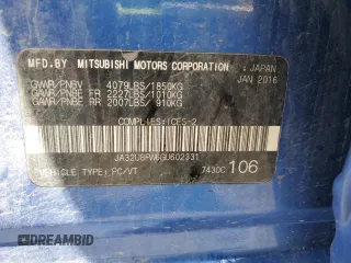 2016 Mitsubishi Lancer GT with VIN JA32U8FW6GU602331, listed as a Copart auction lot 62576735 with 128,454 mi miles and Salvage title. Bid and sale history available at DreamBid. Image 12.