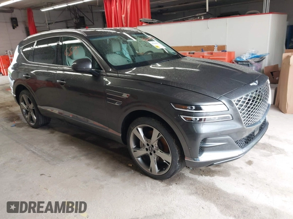 2023 Genesis GV80 with VIN KMUHBDSBXPU112470, listed as a IAAI auction lot 42326878 with 28,302 mi miles and . Bid and sale history available at DreamBid. Image 1.