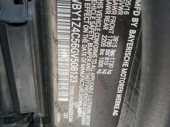 2016 BMW i3 z VIN WBY1Z4C56GV508123, wystawiony jako Copart lot #50242215 z przebiegiem 73 740 mil mil oraz Szkoda całkowita • Salvage title. Historia ofert i sprzedaży dostępna na DreamBid. Obrazek 13.