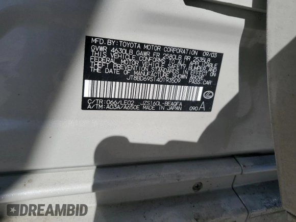 2004 Lexus GS 300 z VIN JT8BD69S140193509, wystawiony jako Copart lot #89053545 z przebiegiem 96 922 mil mil oraz Szkoda całkowita • Salvage title. Historia ofert i sprzedaży dostępna na DreamBid. Obrazek 12.