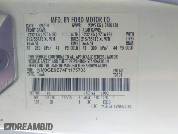 2015 Ford Transit Connect XL z VIN NM0GE9E74F1175703, wystawiony jako IAAI lot #42335351 z przebiegiem 416 622 mil mil oraz . Historia ofert i sprzedaży dostępna na DreamBid. Obrazek 9.