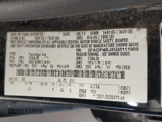 2016 Ford Fiesta SE with VIN 3FADP4BJ5GM111909, listed as a IAAI auction lot 42171416 with 187,031 mi miles and . Bid and sale history available at DreamBid. Image 9.