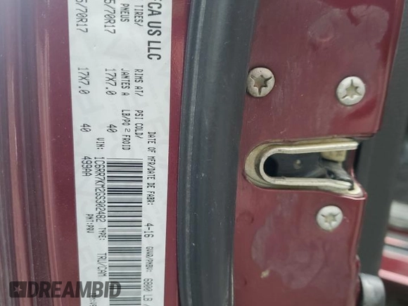 2016 Ram 1500 Tradesman with VIN 1C6RR7KM2GS302482, listed as a Copart auction lot 58052885 with 330,479 mi miles and Salvage title. Bid and sale history available at DreamBid. Image 12.