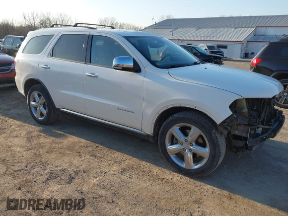 2012 Dodge Durango Citadel with VIN 1C4SDHET3CC121753, listed as a IAAI auction lot 41775187 with 198,041 mi miles and . Bid and sale history available at DreamBid. Image 1.