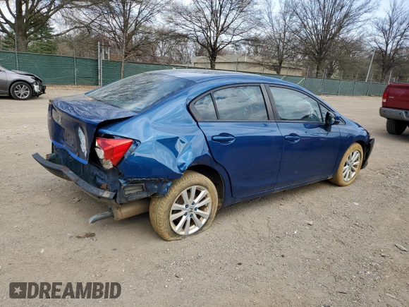 2012 Honda Civic EX-L with VIN 19XFB2F98CE363440, listed as a Copart auction lot 47724625 with 138,364 mi miles and Salvage Title. Bid and sale history available at DreamBid. Image 3.