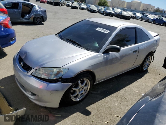 2005 Honda Civic Cpe VP with VIN 1HGEM22165L049626, listed as a Copart auction lot 61243864 with 198,491 mi miles and Salvage Title. Bid and sale history available at carsss.com. Image 1.
