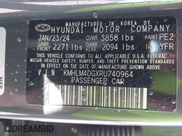2024 Hyundai Elantra SEL with VIN KMHLM4DGXRU740964, listed as a IAAI auction lot 41698555 with 9,467 mi miles. Bid and sale history available at carsss.com. Image 9.