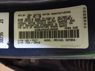 2010 Toyota Corolla with VIN 1NXBU4EE2AZ199308, listed as a IAAI auction lot 42105682 with 206,800 mi miles and . Bid and sale history available at DreamBid. Image 9.