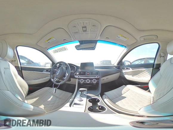 2021 Genesis G70 2.0T with VIN KMTG44LA7MU075423, listed as a Copart auction lot 65992484 with 33,467 mi miles and Salvage title. Bid and sale history available at DreamBid. Image 13.