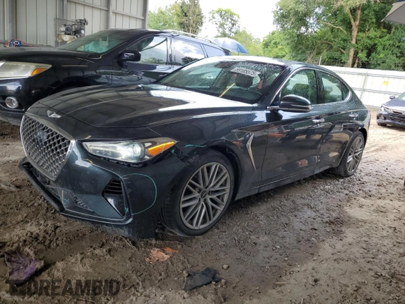 2020 Genesis G70 2.0T with VIN KMTG34LA2LU047675, listed as a Copart auction lot 59185575 with 117,385 mi miles and Non repairable. Bid and sale history available at DreamBid. Image 1.