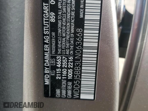 2020 Mercedes-Benz CLA with VIN WDD5J5BB3LN063668, listed as a Copart auction lot 62834624 with 0 mi miles and Salvage Title. Bid and sale history available at carsss.com. Image 14.