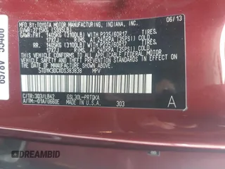 2013 Toyota Sienna XLE AAS with VIN 5TDYK3DCXDS383838, listed as a Copart auction lot 71302884 with 219,813 mi miles and Non Repairable. Bid and sale history available at carsss.com. Image 14.