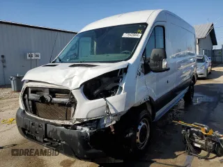 2021 Ford Transit Cargo with VIN 1FTBR1C84MKA29405, listed as a Copart auction lot 77642004 with 144,624 mi miles and Salvage Title. Bid and sale history available at DreamBid. Image 1.