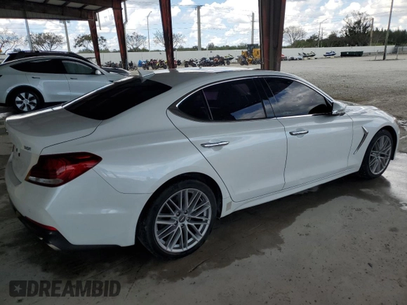 2020 Genesis G70 2.0T with VIN KMTG34LA5LU059898, listed as a Copart auction lot 46987825 with 38,166 mi miles and Salvage title. Bid and sale history available at DreamBid. Image 3.