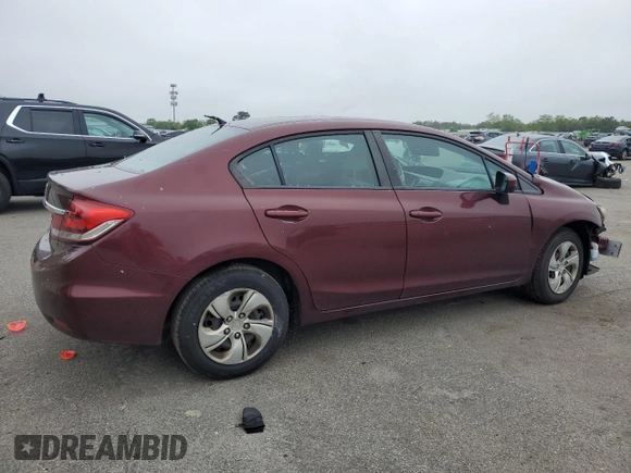 2015 Honda Civic LX with VIN 19XFB2F55FE277908, listed as a Copart auction lot 59077815 with 115,365 mi miles and Salvage title. Bid and sale history available at DreamBid. Image 3.