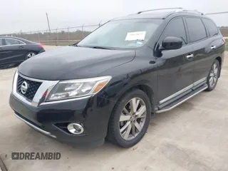 2014 Nissan Pathfinder Platinum z VIN 5N1AR2MN0EC619145, wystawiony jako IAAI lot #41032657 z przebiegiem 148 405 mil mil oraz . Historia ofert i sprzedaży dostępna na DreamBid. Obrazek 2.