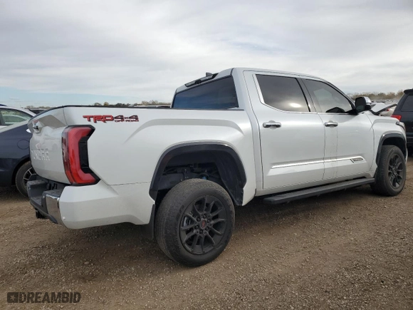 2023 Toyota Tundra 4WD 1794 Edition Hybrid with VIN 5TFMC5DB2PX018499, listed as a Copart auction lot 76595514 with 0 mi miles and Salvage Title. Bid and sale history available at carsss.com. Image 3.