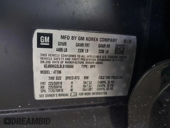 2020 Buick Encore GX Essence с VIN KL4MMGSL8LB106866, выставлен на аукционе Copart как лот 53574845 с пробегом 80 317 миль миль и Чистый • Clean title. История ставок и продаж доступна на DreamBid. Изображение 13.