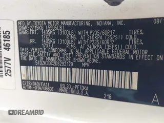 2013 Toyota Sienna L z VIN 5TDZK3DC2DS292129, wystawiony jako IAAI lot #42435143 z przebiegiem 170 767 mil mil oraz . Historia ofert i sprzedaży dostępna na DreamBid. Obrazek 9.