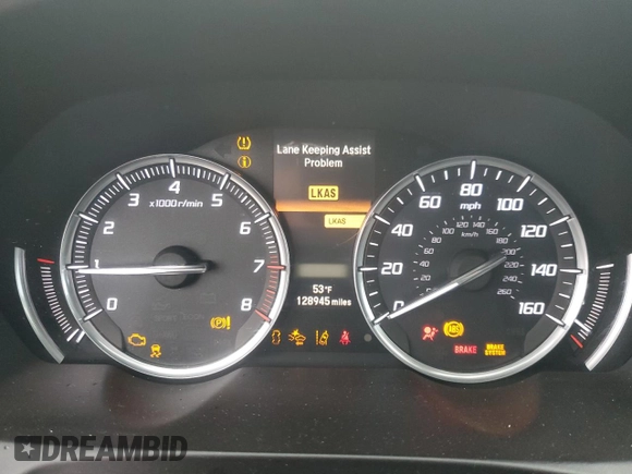 2015 Acura TLX V6 Tech with VIN 19UUB2F57FA024374, listed as a Copart auction lot 45148025 with 128,945 mi miles and Salvage Title. Bid and sale history available at carsss.com. Image 9.