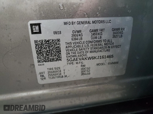 2019 Buick Enclave Essence with VIN 5GAEVAKW6KJ161465, listed as a Copart auction lot 54050365 with 143,698 mi miles and Salvage Title. Bid and sale history available at DreamBid. Image 13.