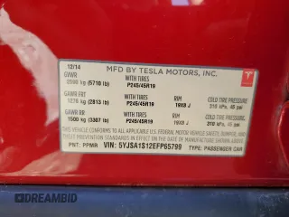 2014 Tesla Model S 60 with VIN 5YJSA1S12EFP65799, listed as a Copart auction lot 50895235 with 132,669 mi miles and Salvage Title. Bid and sale history available at DreamBid. Image 12.