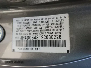 2002 Acura RSX Auto z VIN JH4DC54812C030226, wystawiony jako Copart lot #57615105 z przebiegiem 137 912 mil mil oraz Szkoda całkowita • Salvage title. Historia ofert i sprzedaży dostępna na DreamBid. Obrazek 12.