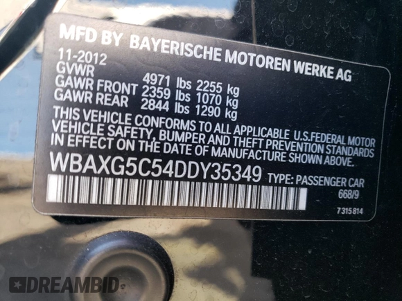 2013 BMW 5 Series 528i with VIN WBAXG5C54DDY35349, listed as a Copart auction lot 78957244 with 164,696 mi miles and Clean Title. Bid and sale history available at carsss.com. Image 12.