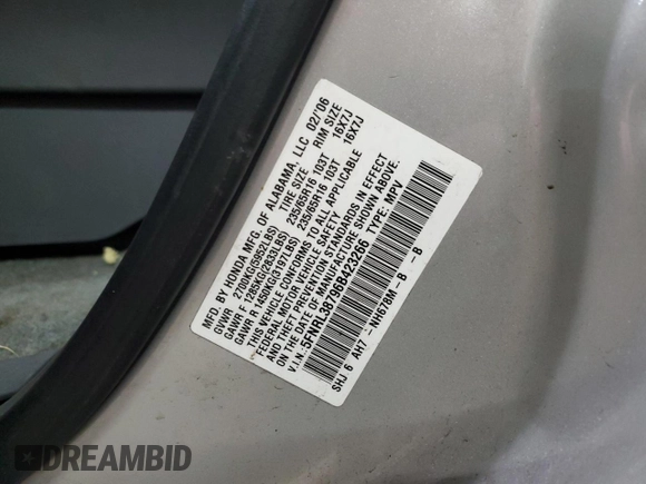 2006 Honda Odyssey EX-L with VIN 5FNRL38796B423266, listed as a Copart auction lot 51089645 with 172,799 mi miles and Salvage Title. Bid and sale history available at carsss.com. Image 13.